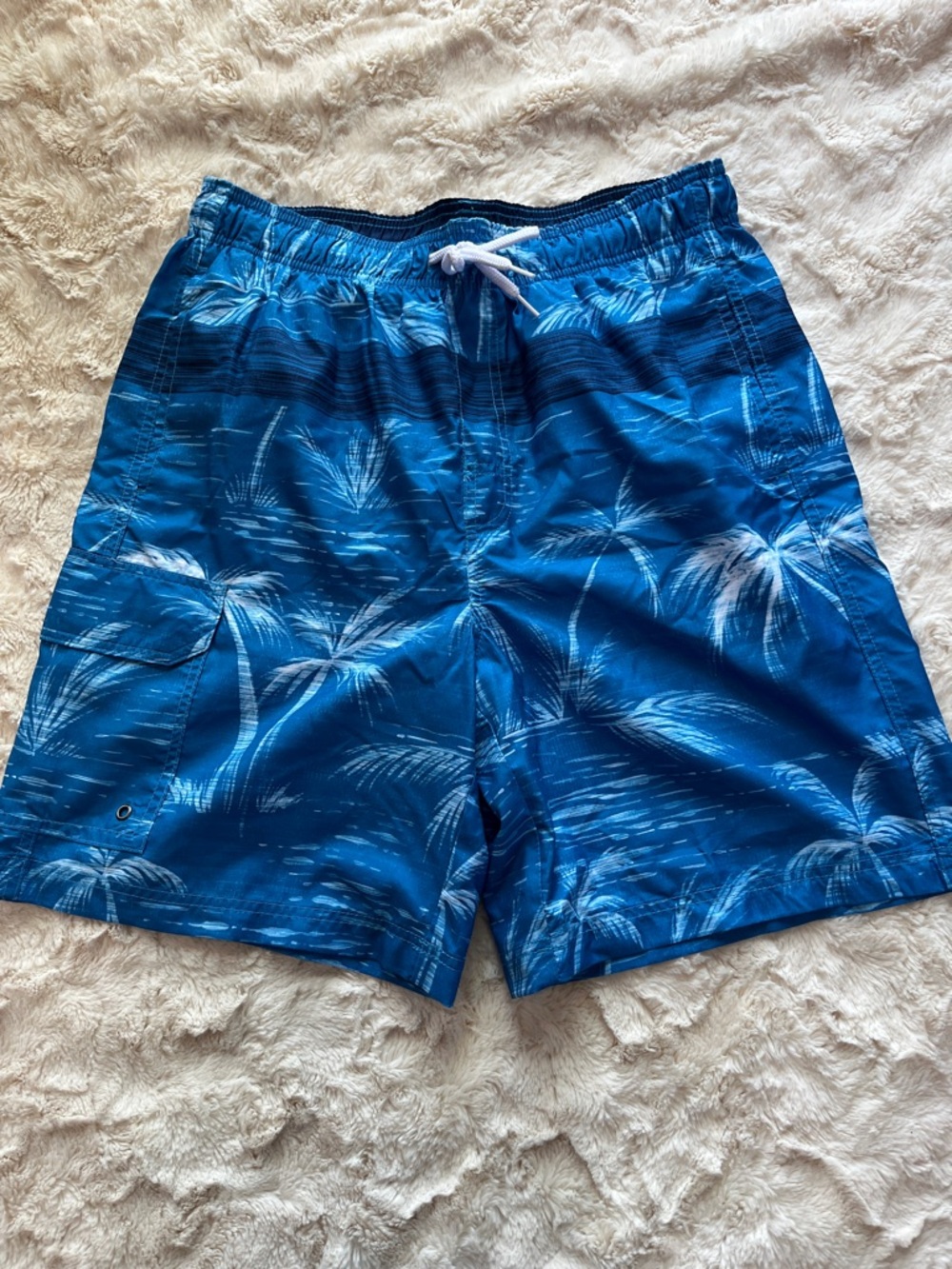 croft & barrow Blue Palm-Print Swim Shorts